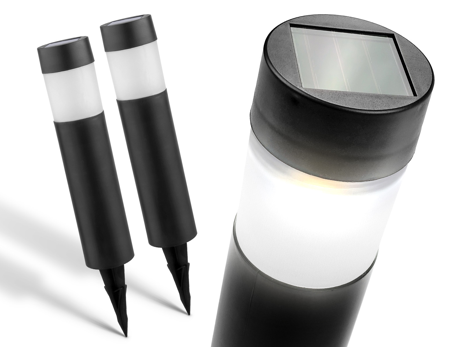 2x Słupek ogrodowy Solar LED AURORA ROUND 4000K IP44